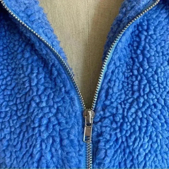 Angel Kiss Blue Sherpa Bomber Zip Up Jacket Size Small - Picture 4 of 7